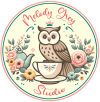 Melody Grey Studio Logo, an Owl on a Teacup